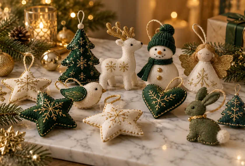Fabric and felt Christmas ornament shapes, wholesale