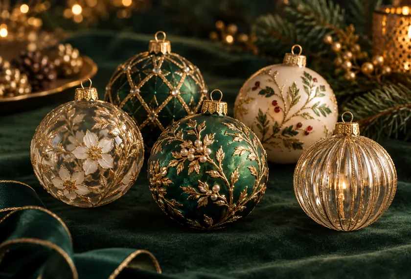 Premium hand-finished blue and gold Christmas bauble, wholesale