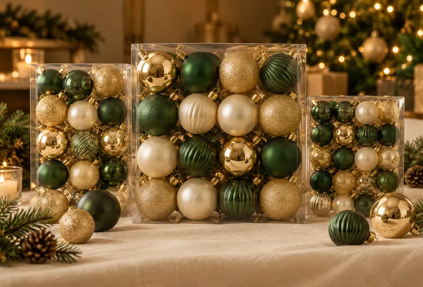 Bulk value pack of colourful Christmas baubles, wholesale