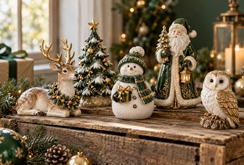 Ceramic resin Christmas figurine collectible, wholesale
