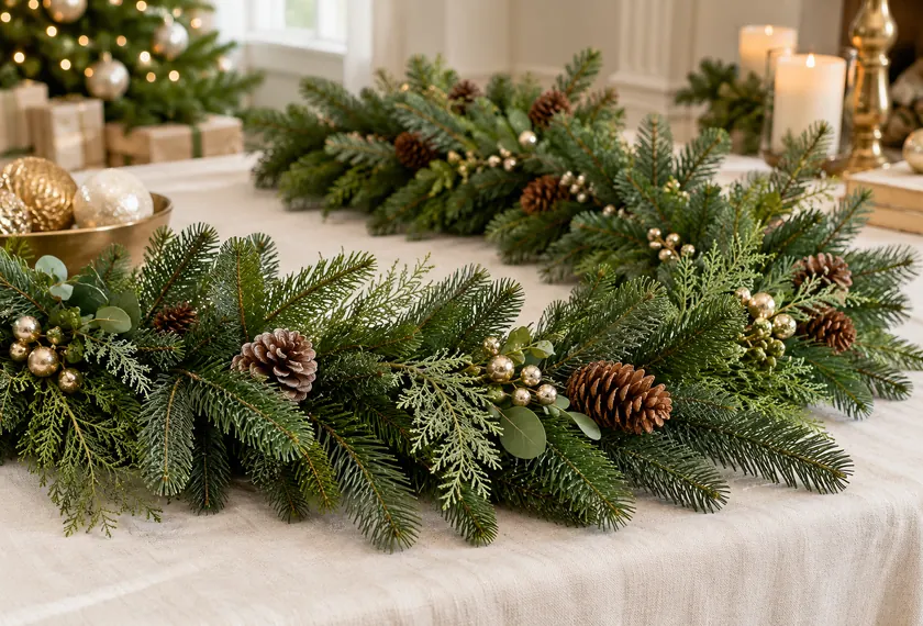 Christmas garland with baubles, wholesale decor stock