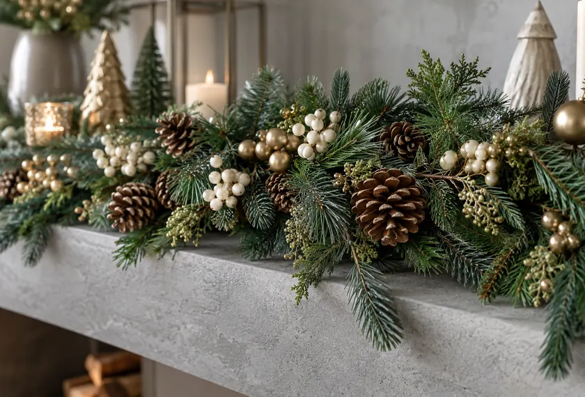Christmas garland with berry and pinecone accents, wholesale