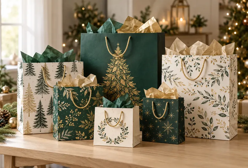 Festive Christmas gift bags, wholesale
