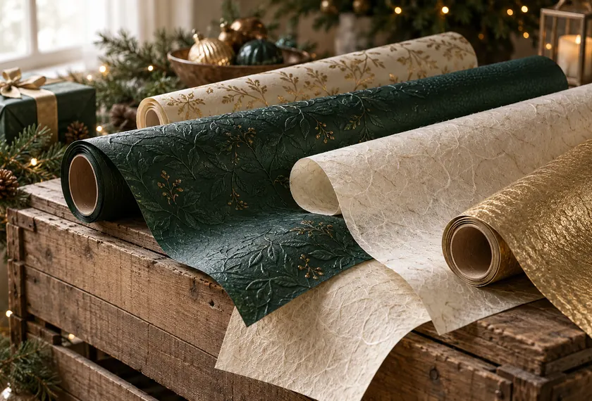 Premium textured Christmas wrapping paper, wholesale