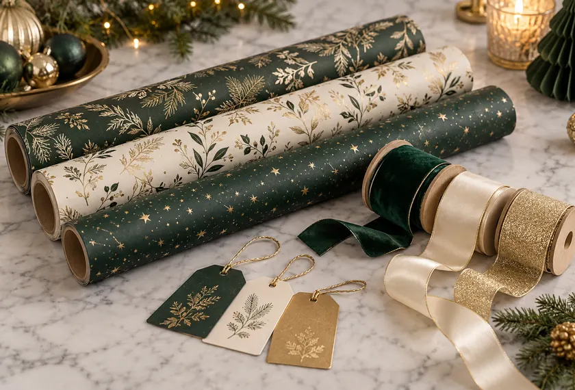 Coordinated Christmas gift wrap bundle, wholesale