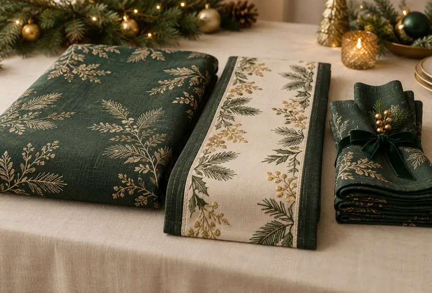 Coordinated Christmas table linen set, wholesale