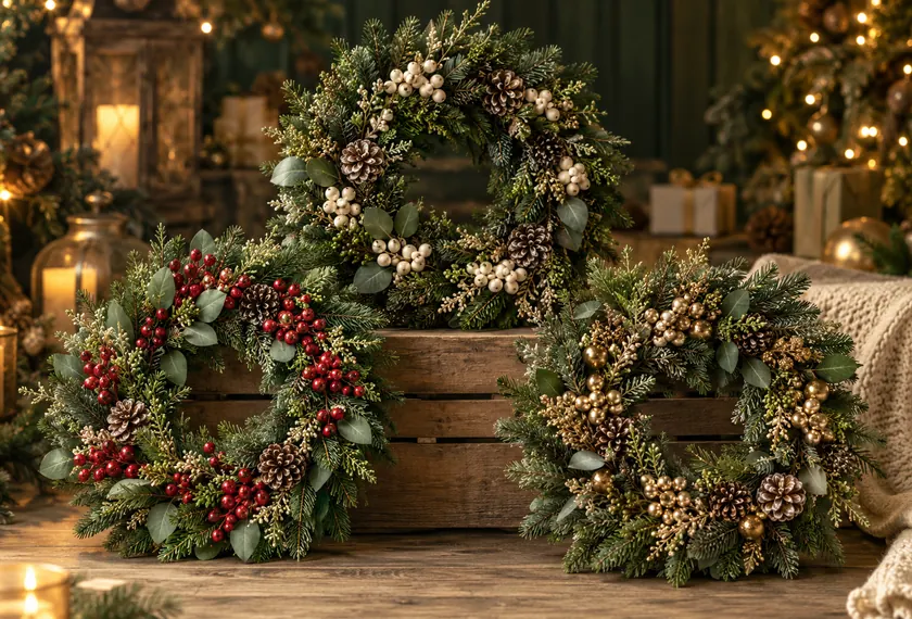 Christmas wreath with berry accents, wholesale